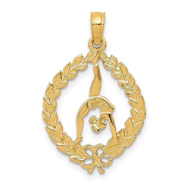 14k Solid Polished Gymnast Charm, 8.9 x 21.4mm