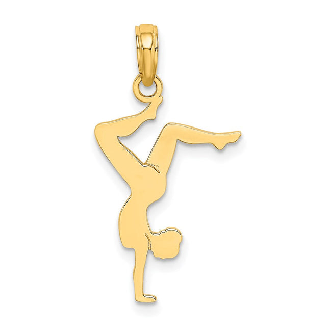 14k Solid Polished Gymnast Charm, 20.5 x 14.2mm