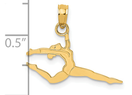 14k Solid Polished Gymnast Charm, 8.9 x 21.4mm
