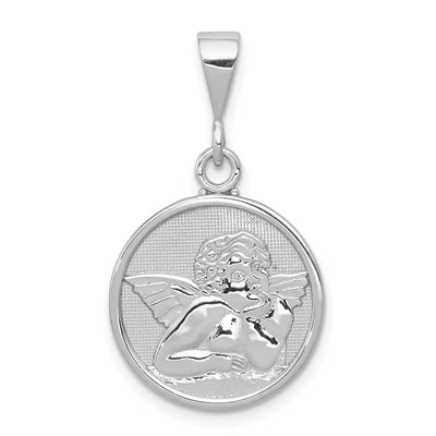 14K white gold angel pendant