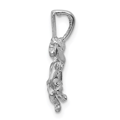 14K 3D White Gold Satin Angel Pendant