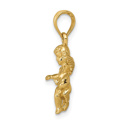 14K 3D Polished Solid Angel Pendant