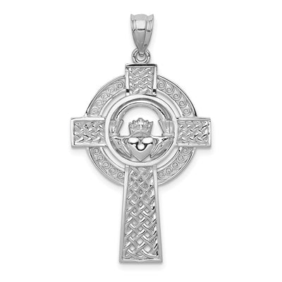 14K white gold claddagh pendant