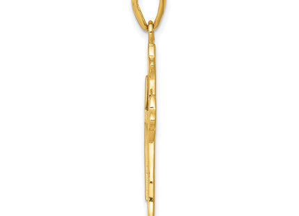 14k Two-tone Fleur De Lis Cross Pendant (Style D1559)