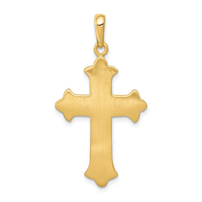 14K Two-tone Fleur De Lis Cross Pendant, 36 x 20mm