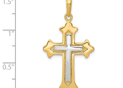 14k Two-tone Fleur De Lis Cross Pendant (Style D1559)