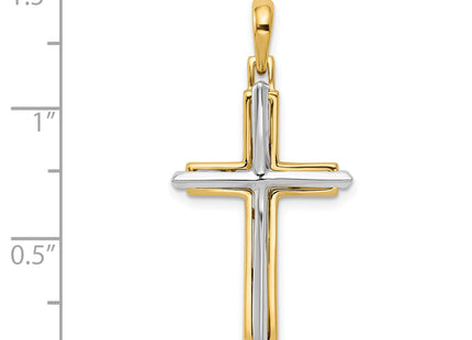 14k Two-tone Fancy Cross Pendant, 35 x 18mm