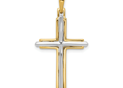 14k Two-tone Fancy Cross Pendant, 35 x 18mm