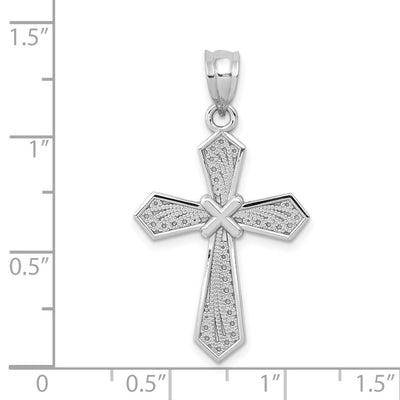 14K White Gold Passion Cross Pendant, 31 x 18mm