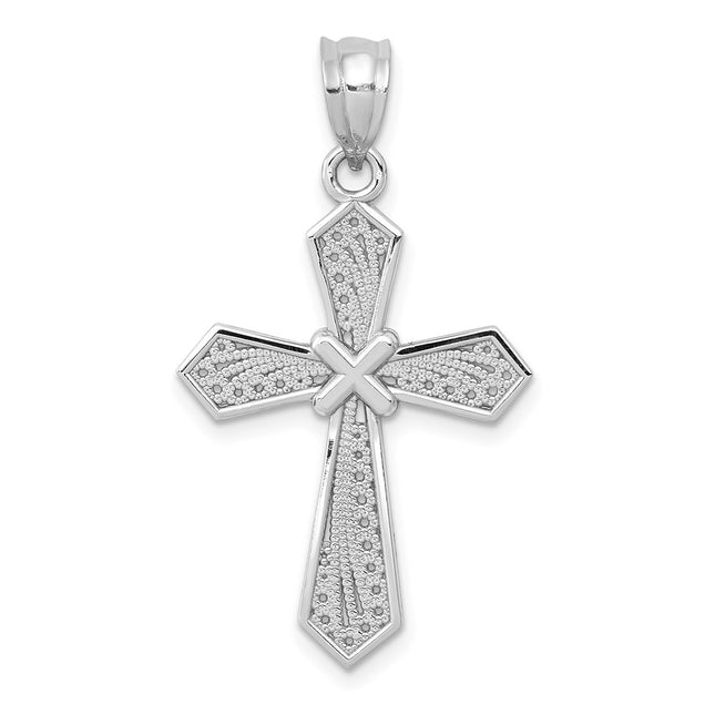 14k White Gold Passion Cross Pendant, 31 x 18mm