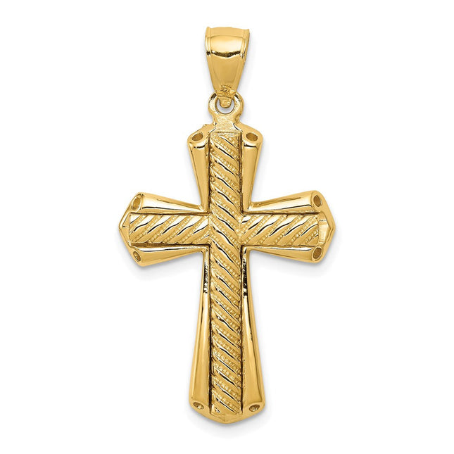14k Twisted Cross Pendant, 39 x 21mm