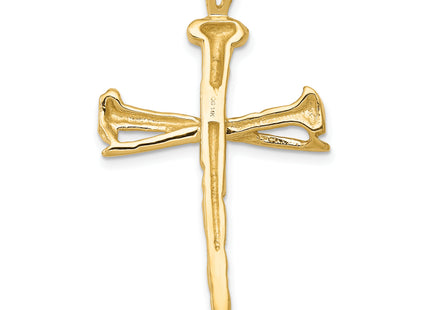 14K Polished Nail Cross Charm, 42 x 25mm
