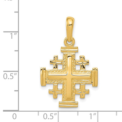 14K Jerusalem Cross Pendant, 30 x 24mm