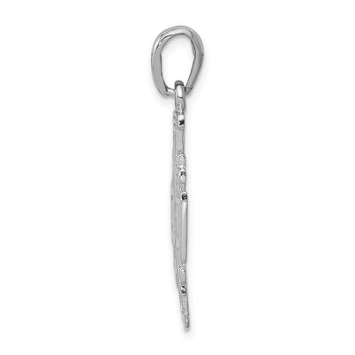14K White Gold Jerusalem Cross Pendant, 32 x 23mm