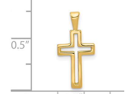14K gold cross charm, another view