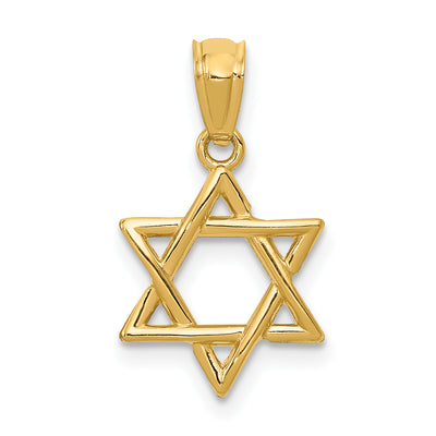 14K Polished Star of David Pendant, 20 x 12mm