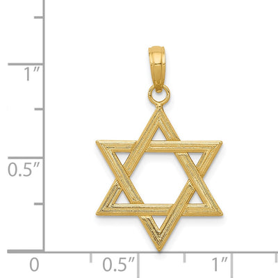 14K Polished Star of David Pendant, 20 x 12mm