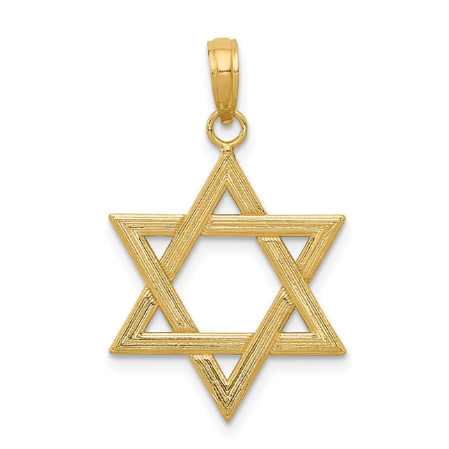 14k Polished Star of David Pendant, 26 x 13mm