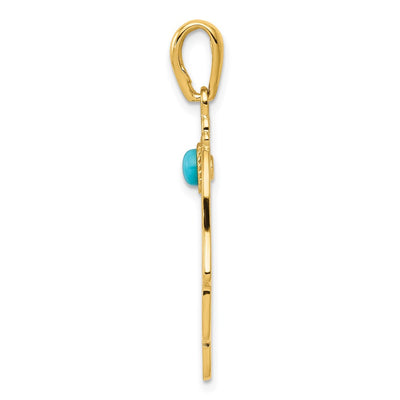 14K Turquoise Filigree Chamseh Pendant