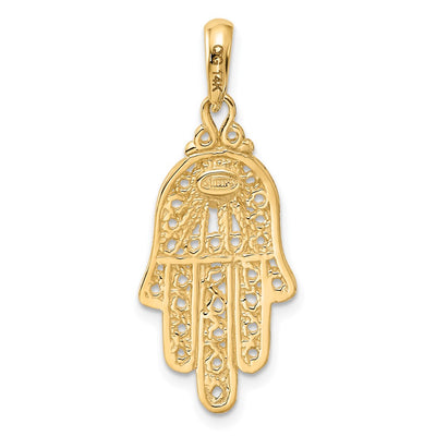 14K Turquoise Filigree Chamseh Pendant