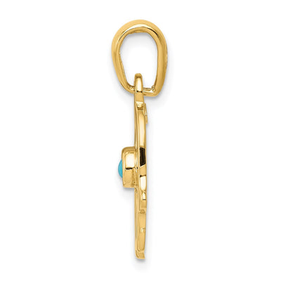 14K Turquoise Chamseh Pendant