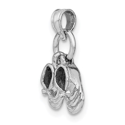 14K 3D Moveable White Gold Baby Shoes Charm