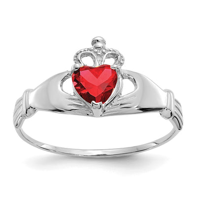 14K white gold cubic zirconia claddagh ring