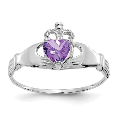 14K white gold cubic zirconia claddagh ring