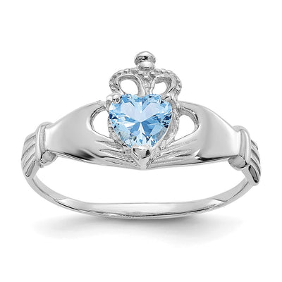 14K white gold cubic zirconia claddagh ring
