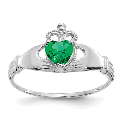 14K white gold cubic zirconia claddagh ring