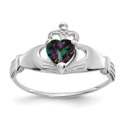 14K white gold cubic zirconia claddagh ring