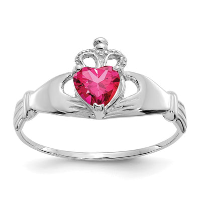 14K white gold cubic zirconia claddagh ring