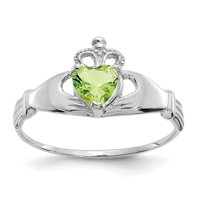 14K white gold cubic zirconia claddagh ring