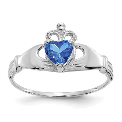 14K white gold cubic zirconia claddagh ring