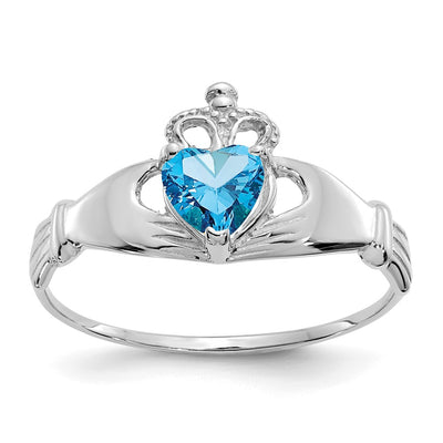 14K white gold cubic zirconia claddagh ring