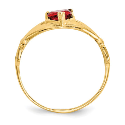 14K CZ January Birthstone Claddagh Heart Ring