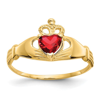 14K gold cubic zirconia claddagh ring