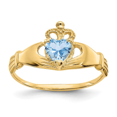 14K gold cubic zirconia claddagh ring