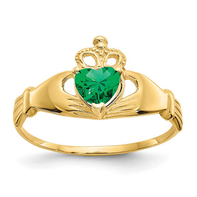 14K gold cubic zirconia claddagh ring