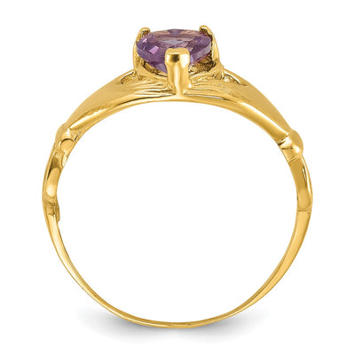 14K CZ June Birthstone Claddagh Heart Ring