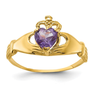 14K gold cubic zirconia claddagh ring