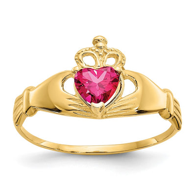 14K gold cubic zirconia claddagh ring
