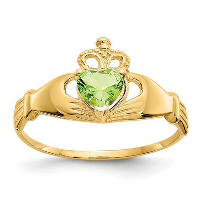 14K gold cubic zirconia claddagh ring