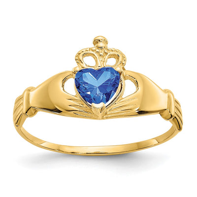 14K gold cubic zirconia claddagh ring