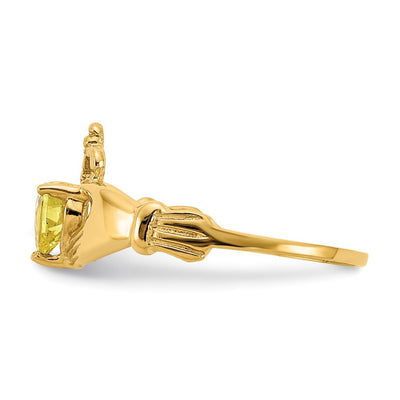 14K CZ November Birthstone Claddagh Heart Ring