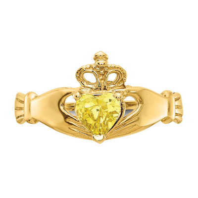 14K CZ November Birthstone Claddagh Heart Ring