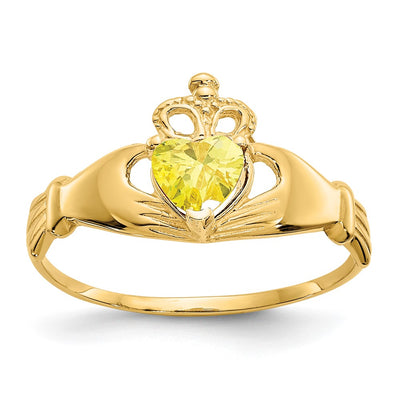 14K gold cubic zirconia claddagh ring