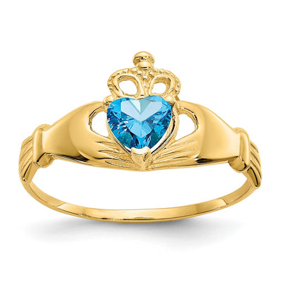 14K gold cubic zirconia claddagh ring