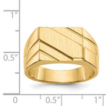 14K 13.0x11.0mm Open Back Diagonal Mens Signet Ring view