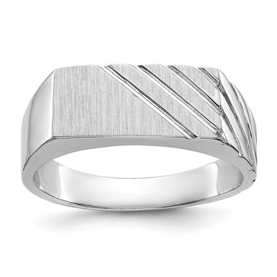 14K white gold signet ring